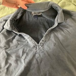 blue collared shirt